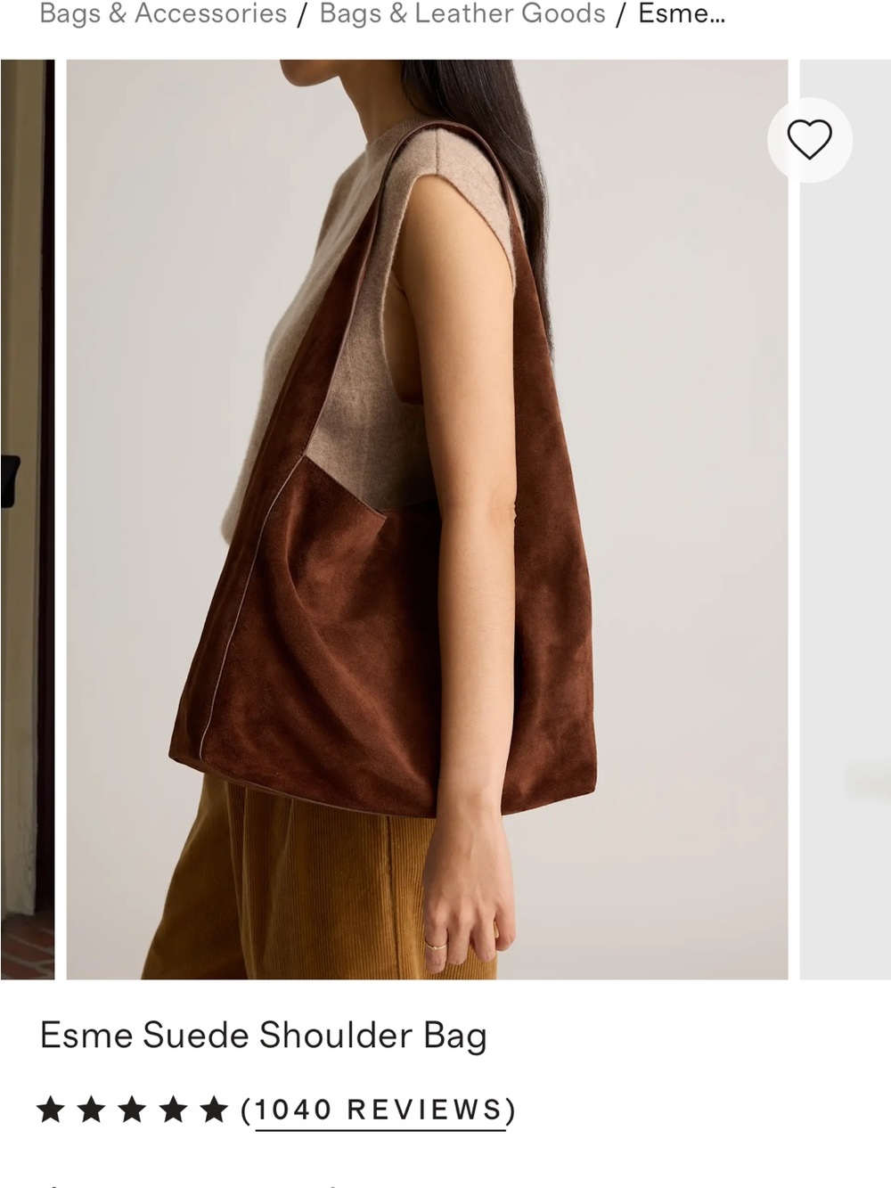 Suede Shoulder Bag - Brown